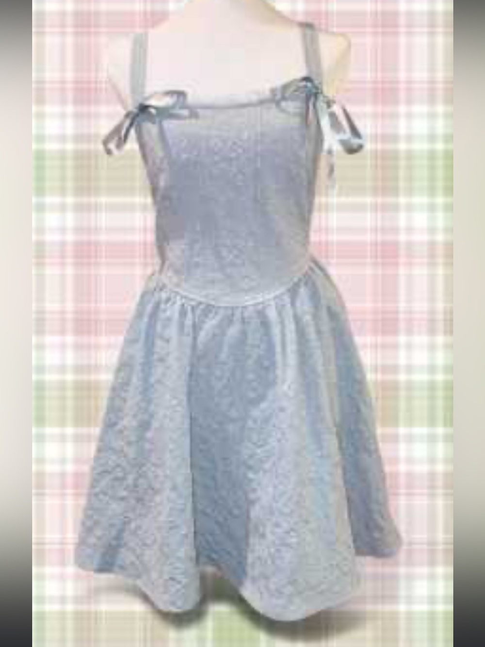 Trixxi Light Blue Lace, Bow-Strap Dress